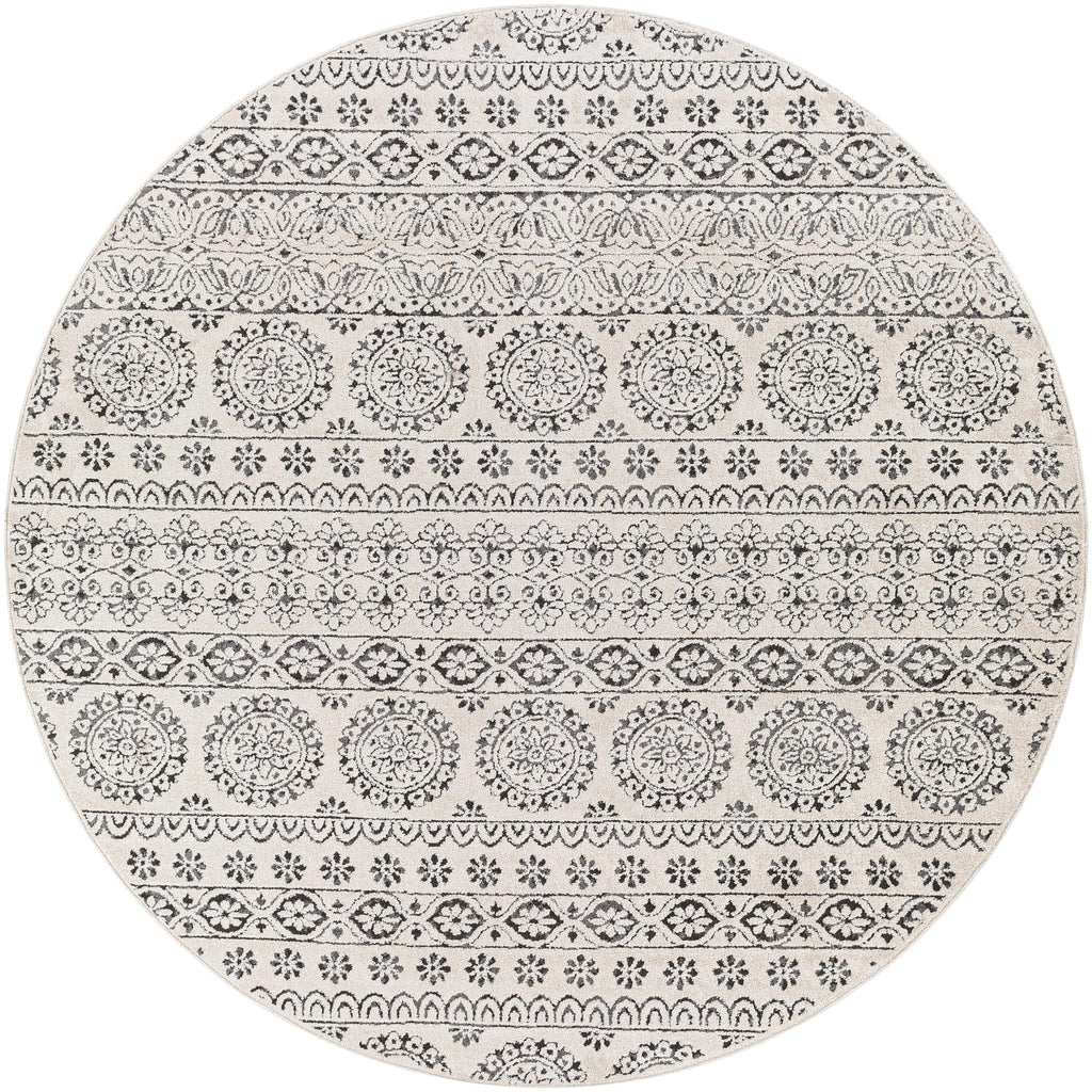 Surya Bahar BHR-2323 Charcoal Light Beige 6'7" Square Rug