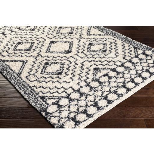 Surya Beni Shag BSH-2300 Black Cream 2'7" x 7'3" Rug