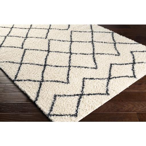 Surya Beni Shag BSH-2301 Black Cream 2'7" x 7'3" Rug