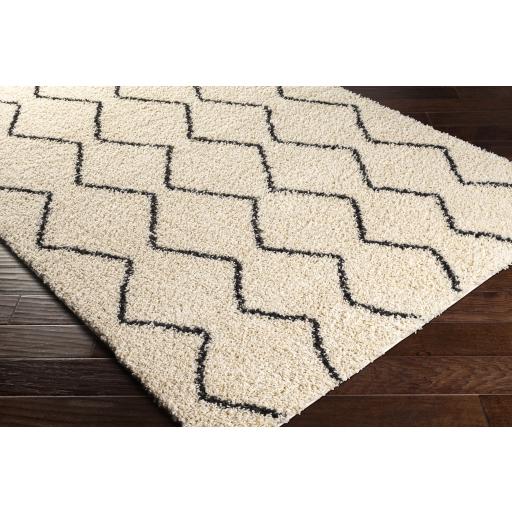 Surya Beni Shag BSH-2302 Black Cream 5'3" x 7' Rug