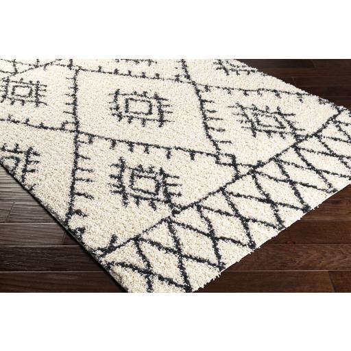 Surya Beni Shag BSH-2303 Black Cream 5'3" x 7' Rug