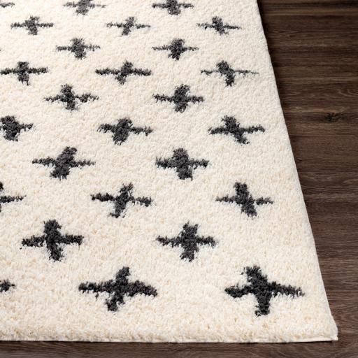 Surya Beni Shag BSH-2304 Black Cream 2'7" x 7'3" Rug