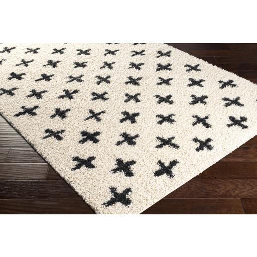 Surya Beni Shag BSH-2304 Black Cream 2'7" x 7'3" Rug