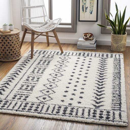 Surya Beni Shag BSH-2305 Black Cream 2'7" x 7'3" Rug