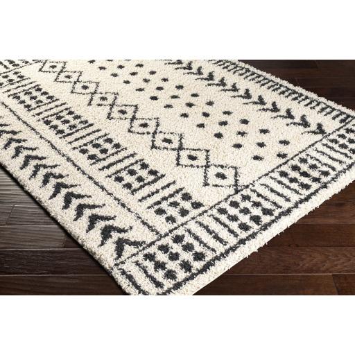 Surya Beni Shag BSH-2305 Black Cream 2'7" x 7'3" Rug