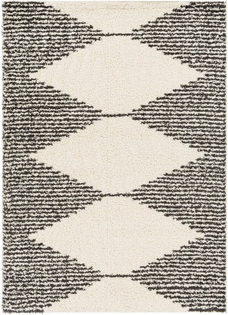 Surya Beni Shag BSH-2308 Black Cream 5'3" x 7' Rug