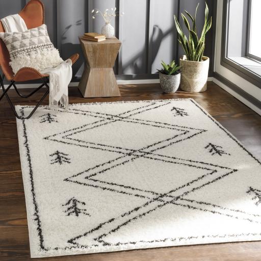 Surya Beni Shag BSH-2315 Black Cream 2'7" x 7'3" Rug