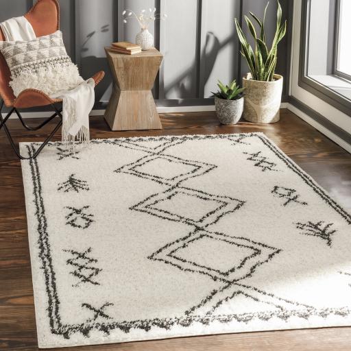 Surya Beni Shag BSH-2316 Black Cream 7'10" x 10' Rug