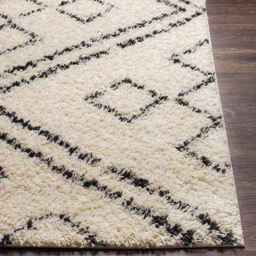 Surya Beni Shag BSH-2331 Black Cream 2'7" x 7'3" Rug