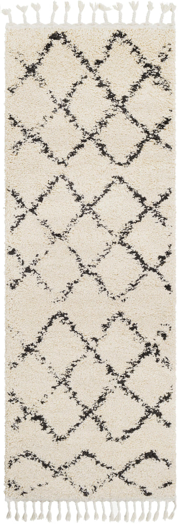 Surya Berber Shag BBE-2300 Charcoal Light Beige 2'7" x 7'3" Rug