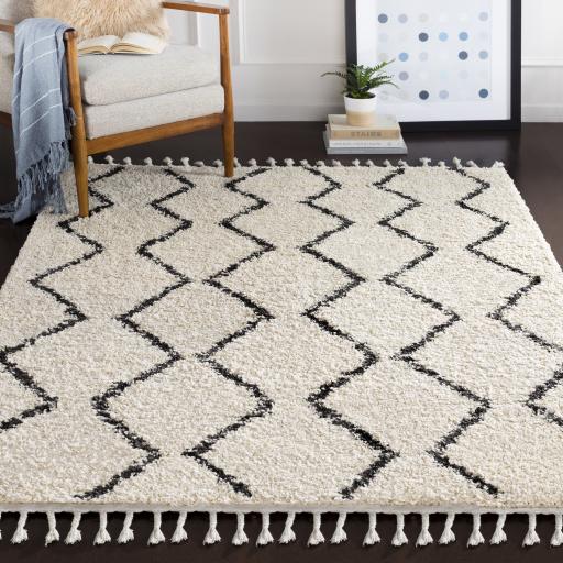 Surya Berber Shag BBE-2303 Charcoal Light Beige 10' x 13'11" Rug