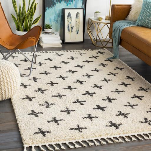 Surya Berber Shag BBE-2310 Charcoal Light Beige 2' x 2'11" Rug