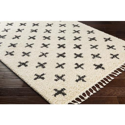 Surya Berber Shag BBE-2310 Charcoal Light Beige 2' x 2'11" Rug