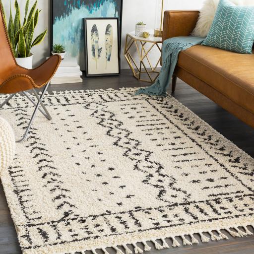 Surya Berber Shag BBE-2311 Charcoal Light Beige 2' x 2'11" Rug