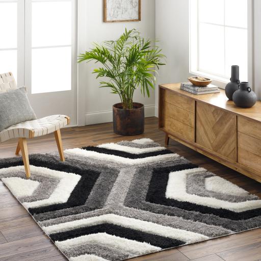 Surya Bologna BOG-2313 Black Charcoal 5'3" x 7' Rug