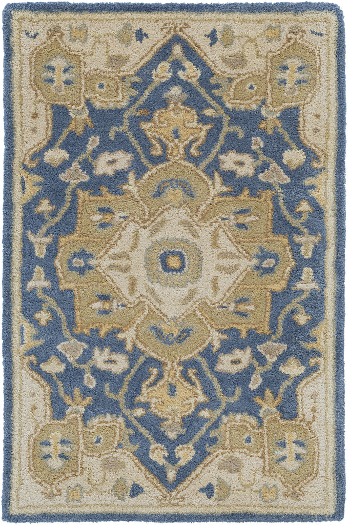 Surya Caesar CAE-1145 Brown Ink Blue 4' Round Rug