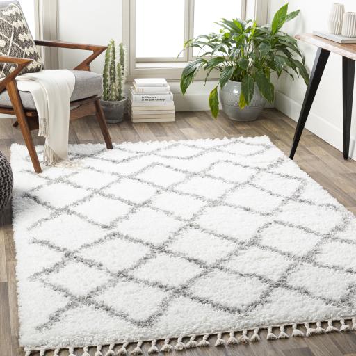 Surya California Shag CAF-2301 Gray Off-White 5'3" x 7'3" Rug