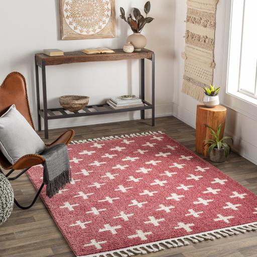 Surya Casablanca Shag CAG-2300 Burgundy Ivory 9'2" x 12' Rug