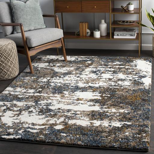 Surya Celestial Shag CSG-2308 Cream Dark Blue 2' x 2'11" Rug