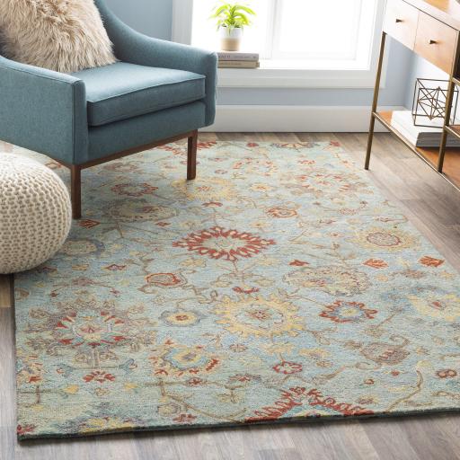 Surya Classic Nouveau CSN-1004 Aqua Brick Red 5' x 7'6" Rug