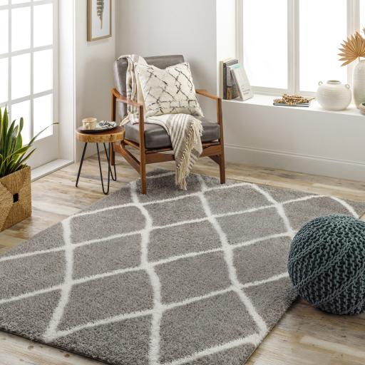 Surya Cloudy Shag CDG-2313 Charcoal Off-White 5'3" x 7' Rug