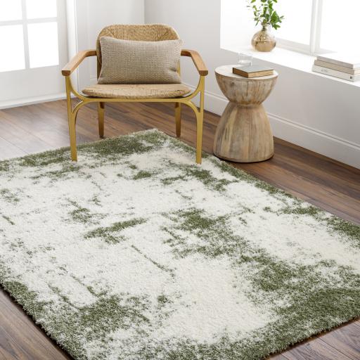 Surya Cloudy Shag CDG-2329 Grass Green Off-White 5'3" x 7' Rug