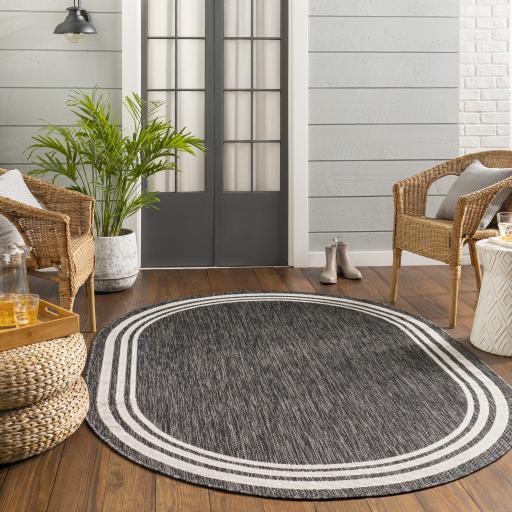 Surya Eagean EAG-2365 Charcoal Cream 7'10" Square Rug