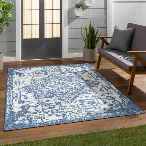 Surya Eagean EAG-2377 Cream Dark Blue 6'7" Square Rug