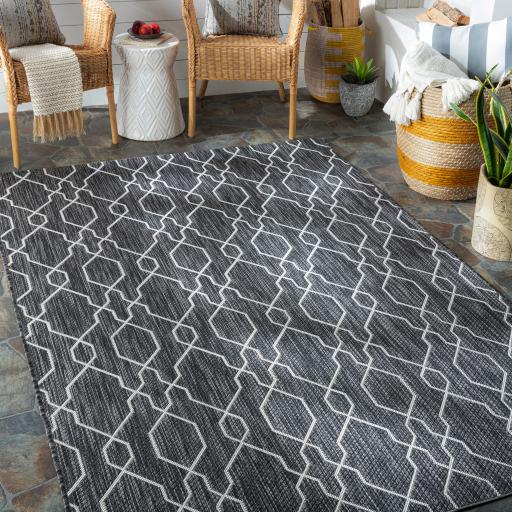 Surya Eagean EAG-2384 Charcoal Cream 6'7" Square Rug