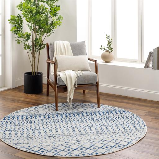 Surya Elaziz ELZ-2368 Cream Dark Blue 10' Round Rug