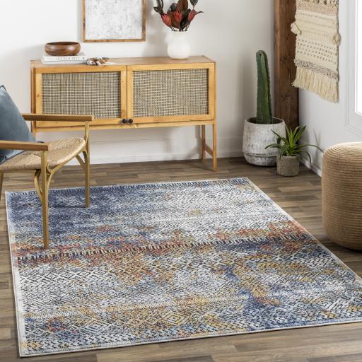 Surya Ella ELL-2301 Black Blue 6'7" x 9' Rug