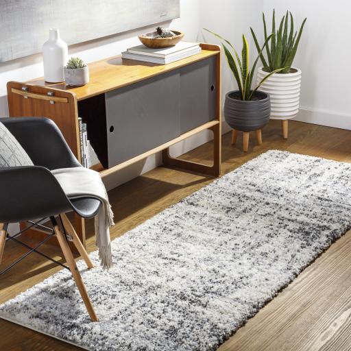 Surya Eskimo Shag ESG-2300 Black Cream 2'7" x 7'3" Rug