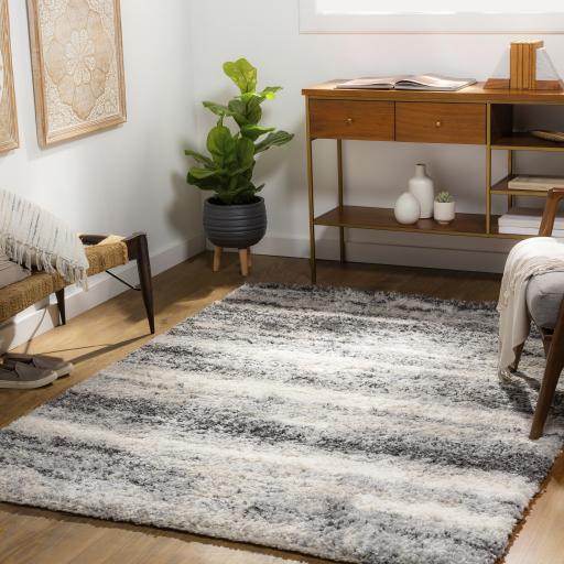 Surya Eskimo Shag ESG-2303 Charcoal Cream 2'7" x 7'3" Rug