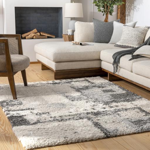 Surya Eskimo Shag ESG-2308 Black Cream 6'7" x 9' Rug