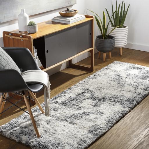 Surya Eskimo Shag ESG-2311 Black Cream 2'7" x 7'3" Rug