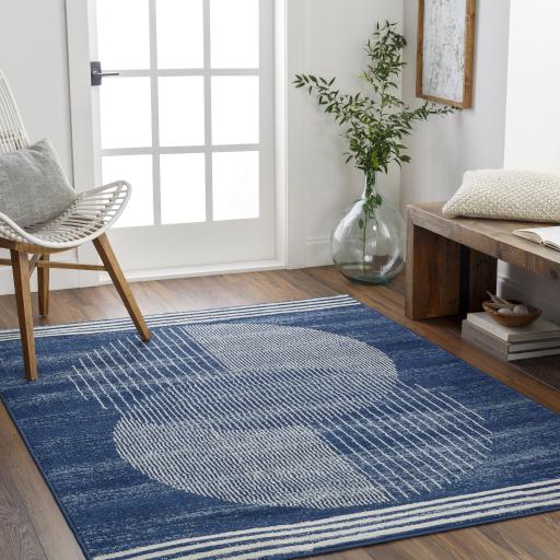 Surya Floransa FSA-2380 Cream Dark Blue 6'7" Square Rug