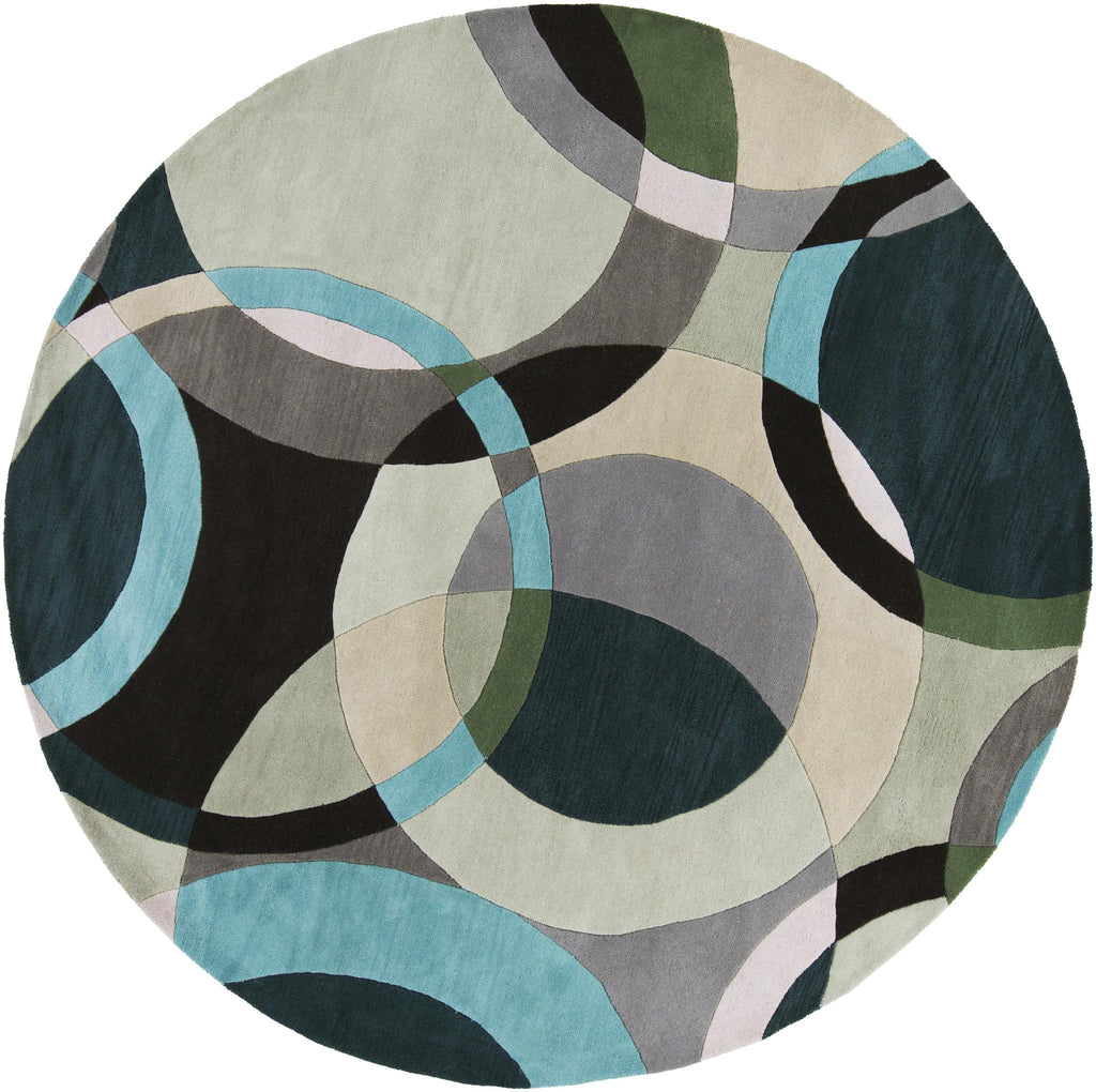 Surya Forum FM-7157 Aqua Black 4' Round Rug