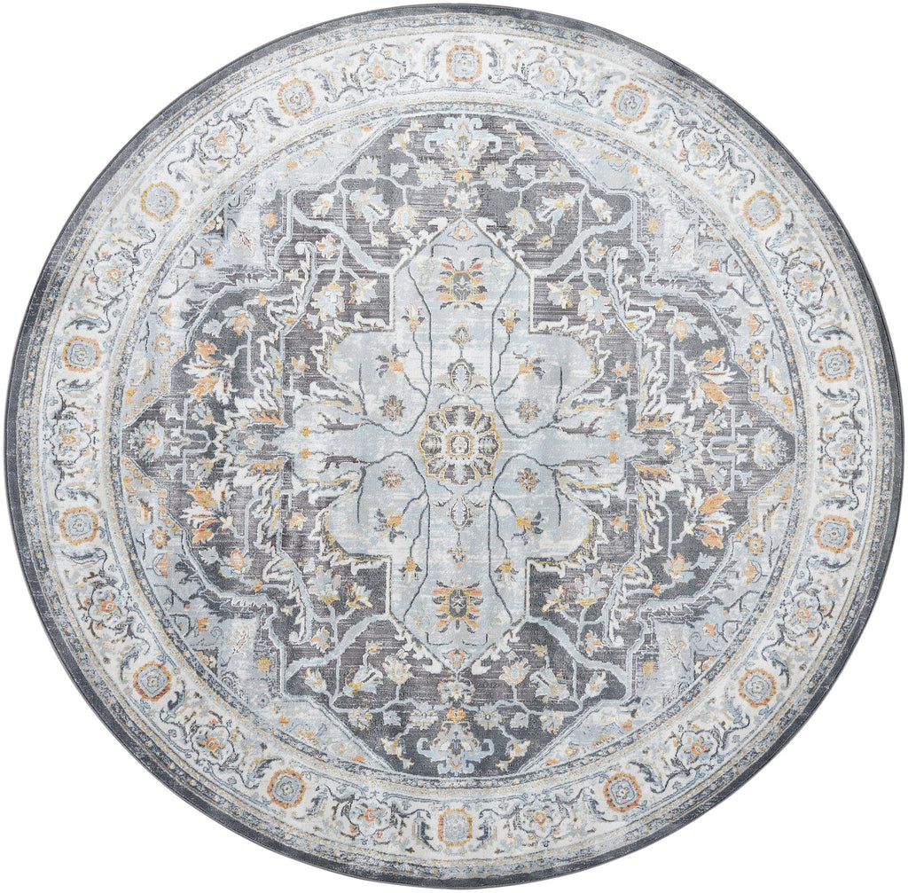 Surya Hassler HSL-2305 Black Charcoal 5'3" Round Rug