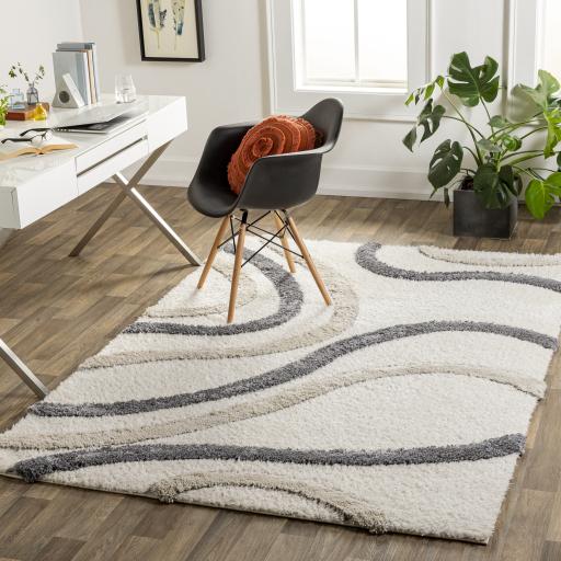 Surya Hudson Shag HDS-2313 Charcoal Cream 9'2" x 12' Rug