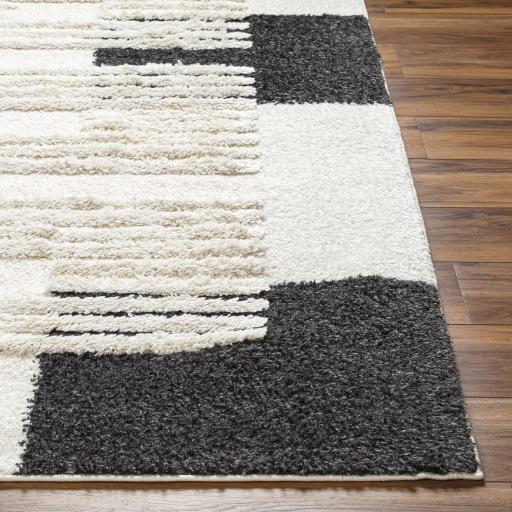 Surya Hudson Shag HDS-2314 Black Cream 5'3" x 7' Rug