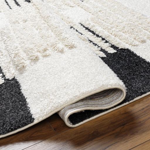 Surya Hudson Shag HDS-2314 Black Cream 5'3" x 7' Rug