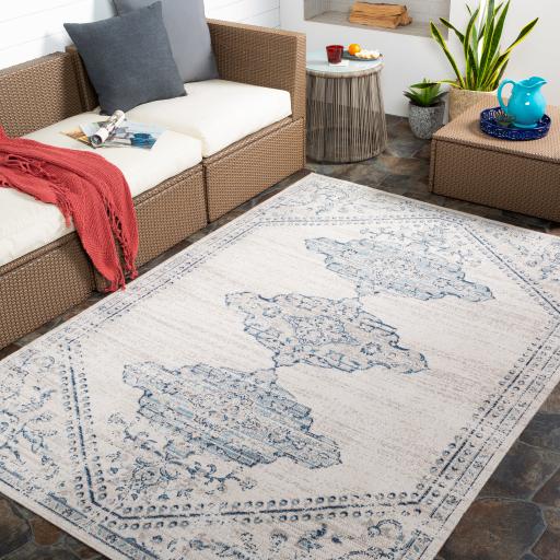 Surya Huntington Beach HTB-2317 Aqua Charcoal 5'3" x 7' Rug