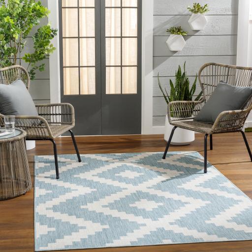 Surya Long Beach LBH-2315 Aqua Ivory 5'3" x 7' Rug