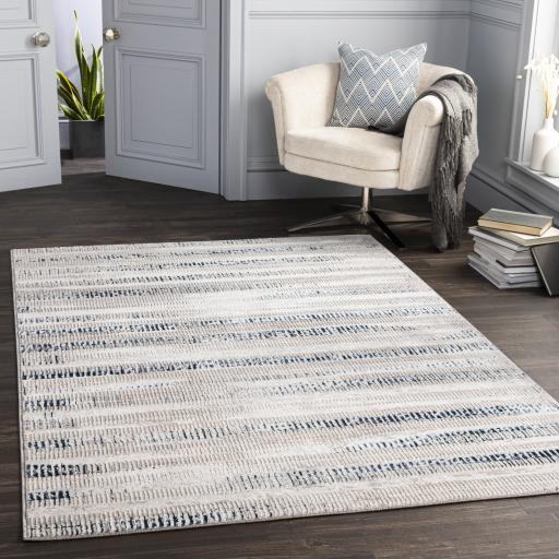 Surya Lustro LSR-2309 Cream Dark Blue 5'3" x 7' Rug