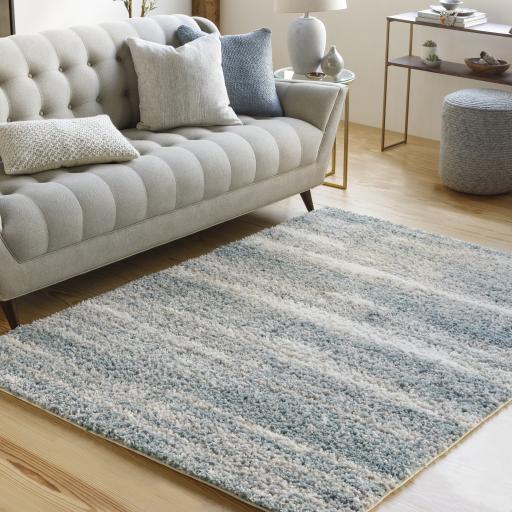 Surya Lyra Shag LYR-2300 Blue Cream 2' x 2'11" Rug