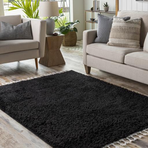 Surya Merino MRO-2300 Black Cream 1'8" x 5' Rug