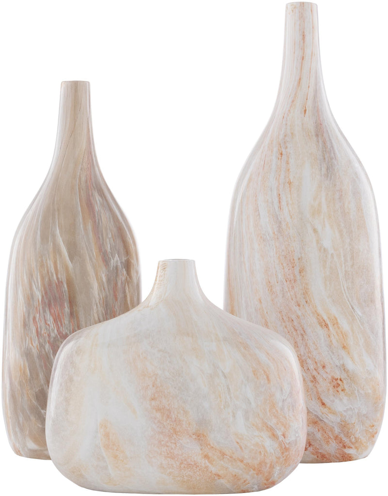 Surya Marble MBL-002 Orange White 18"H x 5"W x 7"D, 15"H x 5"W x 6"D, 8"H x 5"W x 9"D Decorative Accent