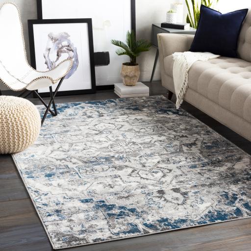 Surya Monte Carlo MNC-2318 Blue Charcoal 6'7" Square Rug