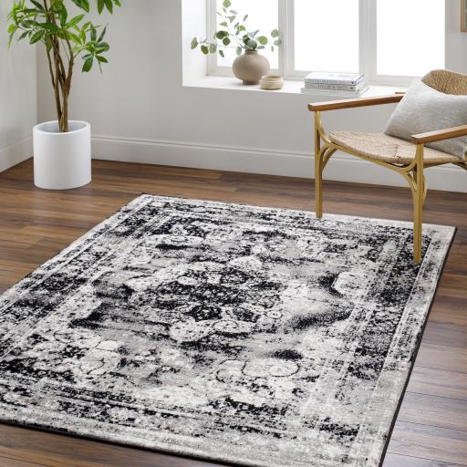 Surya Monte Carlo MNC-2354 Black Cream 5'3" x 7'3" Rug