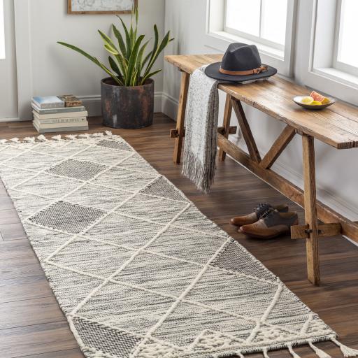 Surya Norwood NWD-2308 Black Cream 2'6" x 8' Rug